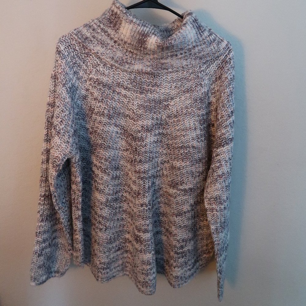 Jones New York Turtleneck Sweater grey ivory XL